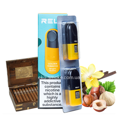 Картридж RELX Golden Tobacco - Тютюн, Ваніль, Горіхи / 18 мг (2шт по 2 мл)